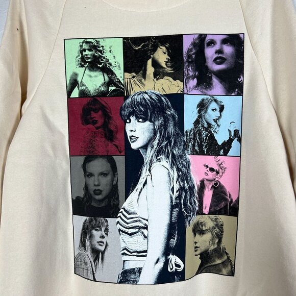 Taylor Swift The Eras Tour Beige Hoodie Unisex Large Pullover Oversized New - Picture 3 of 8